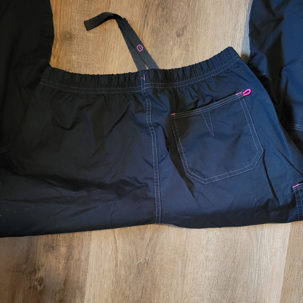 Scrubs Dark Cargo Pants with Pink Accents - Picture 3 of 4